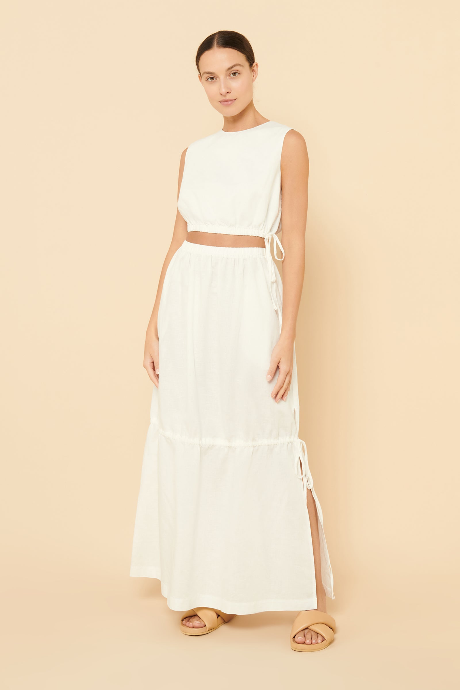 Nude Lucy Brea Linen Maxi Skirt In White 