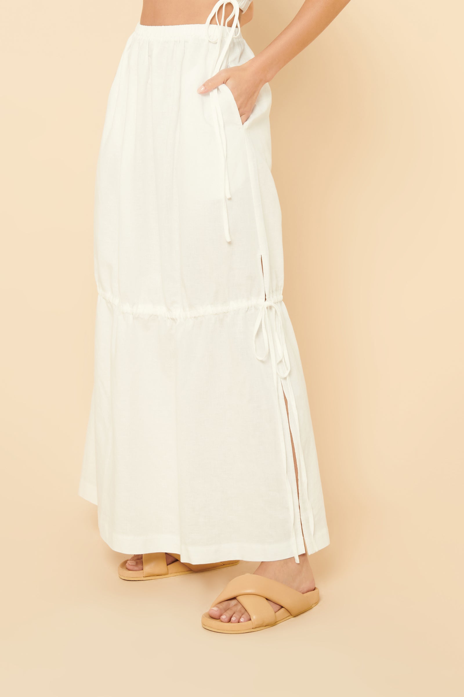 Nude Lucy Brea Linen Maxi Skirt In White 