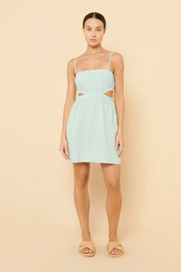Nude Lucy Rana Cut Out Mini Dress In a Blue Lagoon Colour