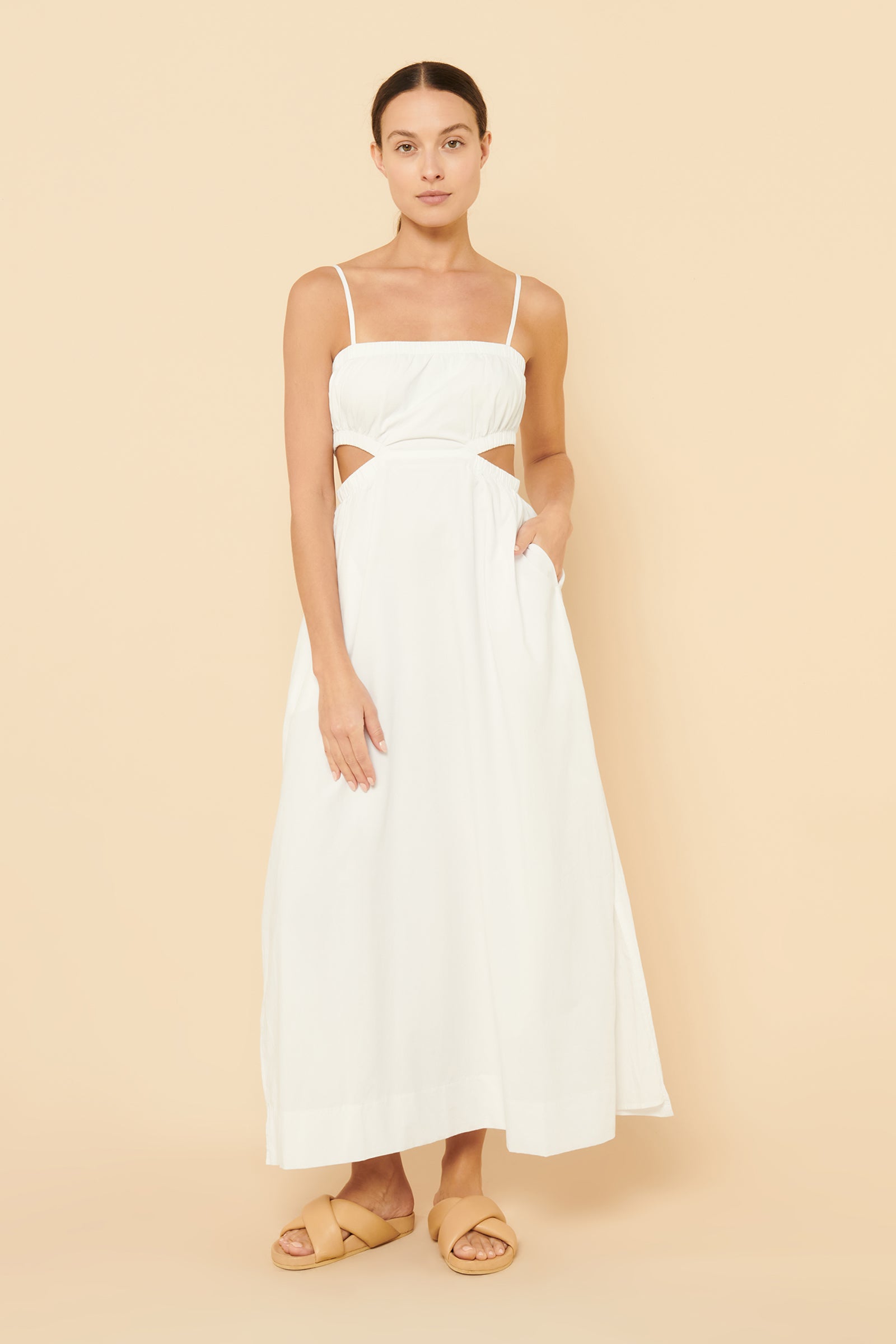 Nude Lucy Rana Cut Out Maxi Dress In White 