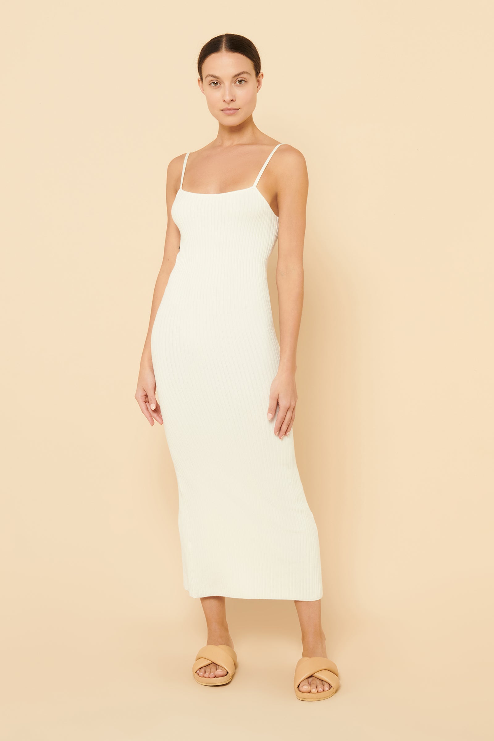 Nude Lucy Xin Knit Midi Dress In White 