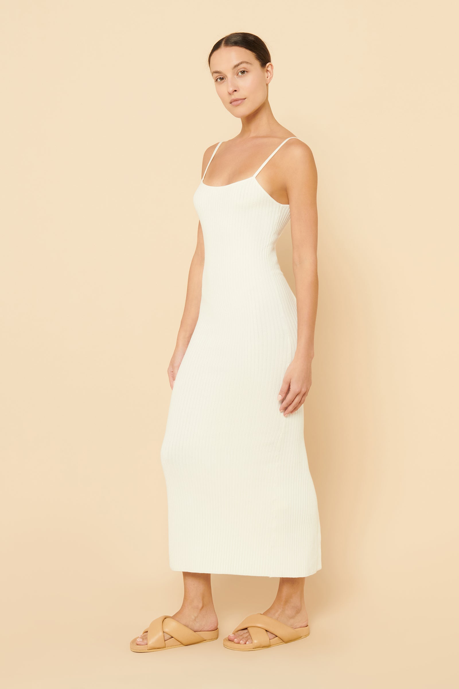 Nude Lucy Xin Knit Midi Dress In White 