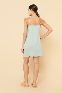 Nude Lucy Lounge Linen Dress In a Blue Lagoon Colour