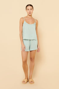 Nude Lucy Lounge Linen Camisole Top In a Blue Lagoon Colour