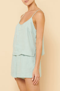 Nude Lucy Lounge Linen Camisole Top In a Blue Lagoon Colour