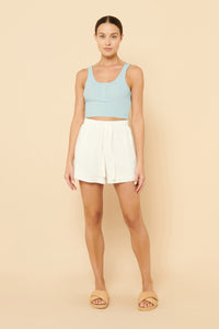 Nude Lucy Jade Button Front Waffle Tank in a Ice White Colour