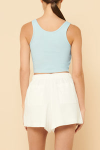 Nude Lucy Jade Button Front Waffle Tank in a Ice White Colour