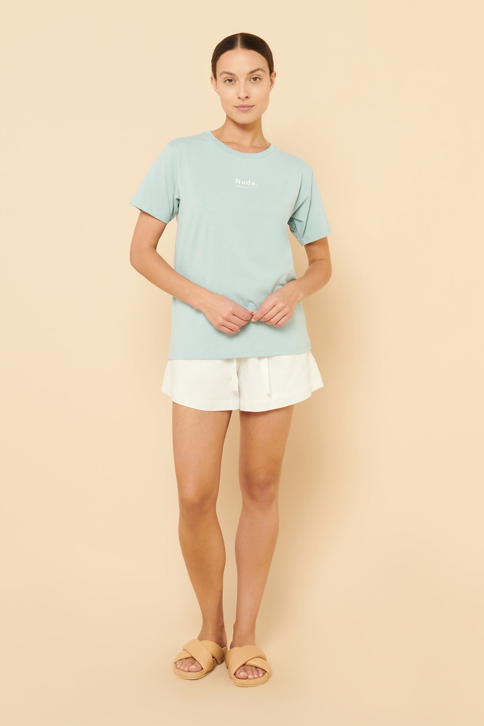 Nude Lucy Nude Organic Heritage Tee In A Blue Lagoon Colour 