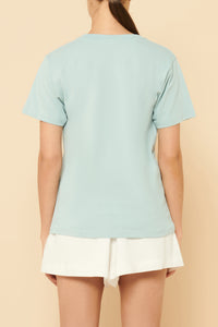 Nude Lucy Nude Organic Heritage Tee In a Blue Lagoon Colour