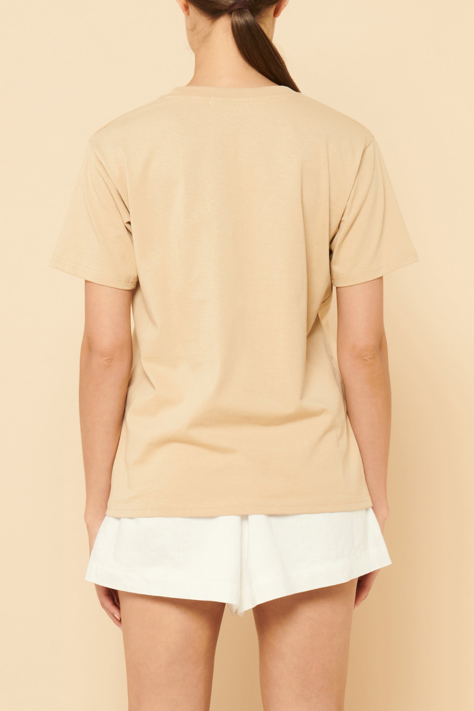 Nude Lucy Nude Organic Heritage Tee In A Light Brown Latte Colour 