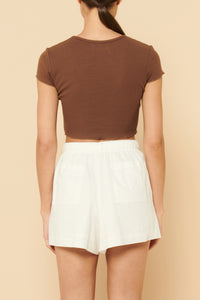 Nude Lucy Cameron Waffle Tee In a Brown Chocolate Colour