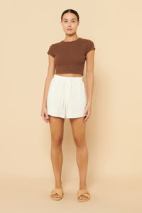 Nude Lucy Cameron Waffle Tee In a Brown Chocolate Colour