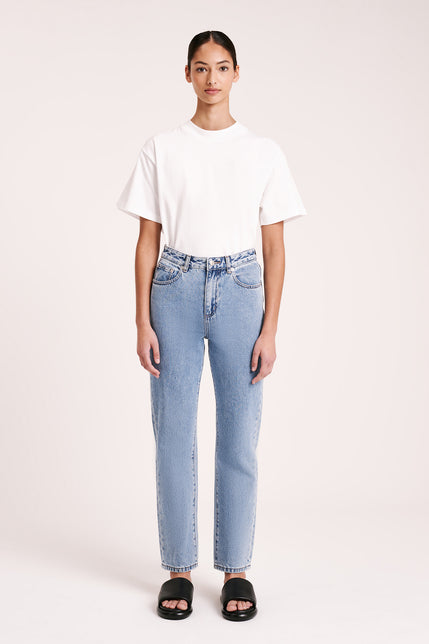 ORGANIC STRAIGHT LEG JEAN-Washed Blue