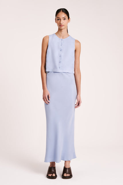 INES CUPRO SKIRT-Mineral Blue
