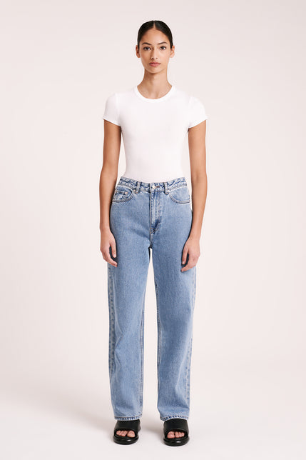 ORGANIC RELAXED LEG JEAN-Washed Blue