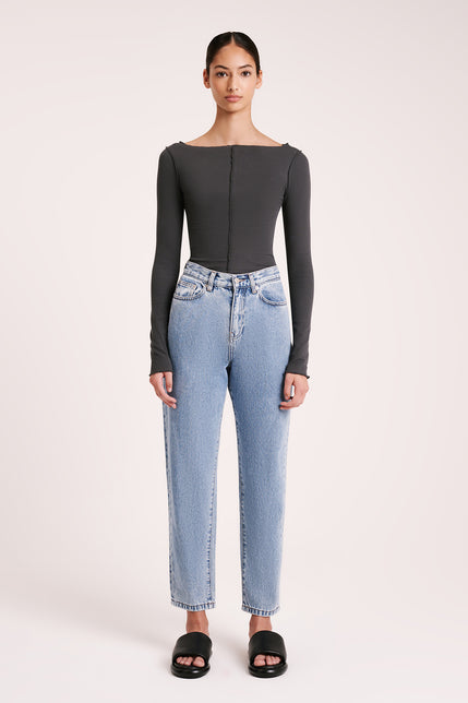 ORGANIC MOM JEAN-Washed Blue