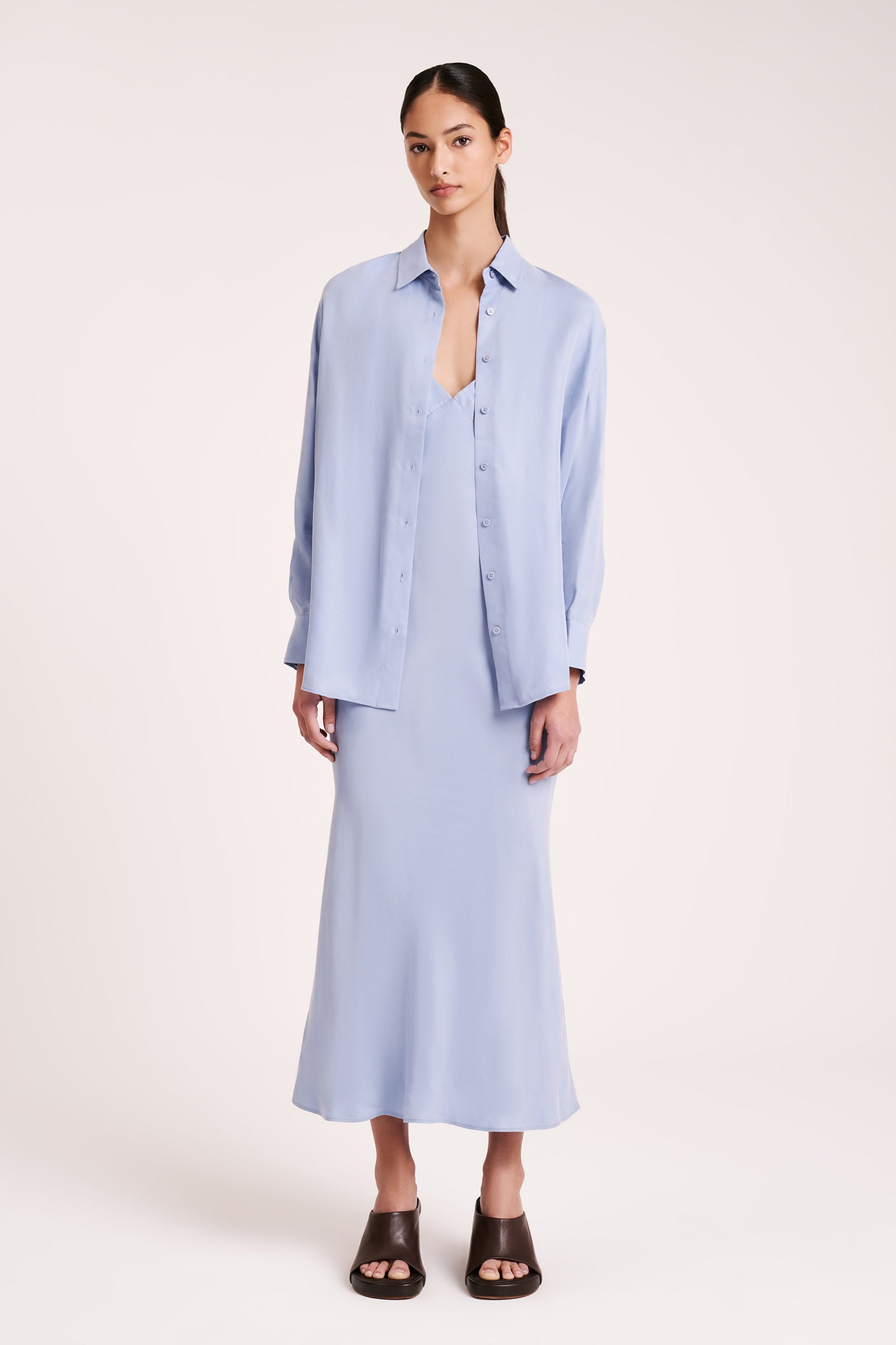 Rika Cupro Shirt Mineral Blue 