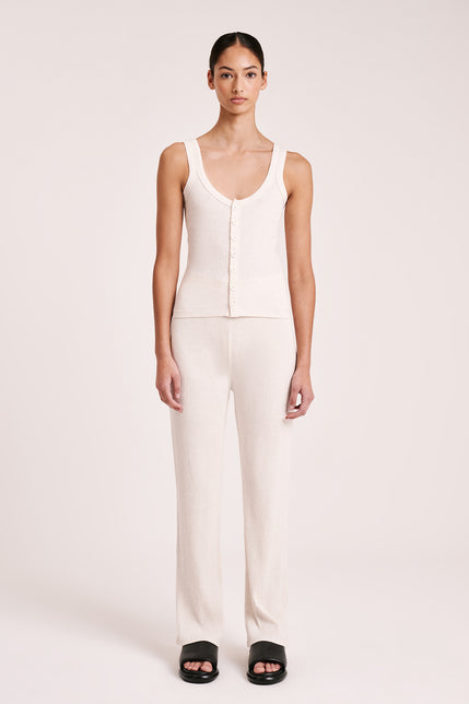 LOUNGE RIB SINGLET-Cream Marle
