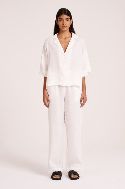 NUDE LINEN LOUNGE PANT-White