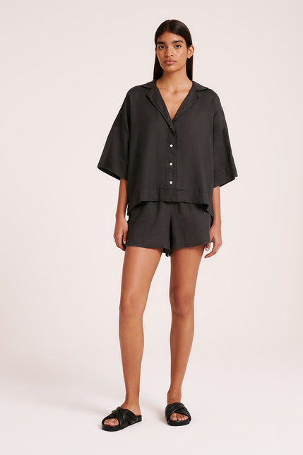 LOUNGE LINEN SHORT-Coal