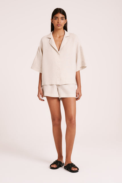 LOUNGE LINEN SHORT-Natural