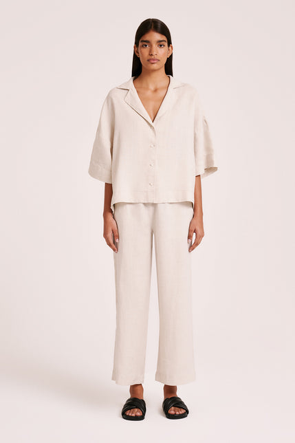 LOUNGE LINEN SHIRT-Natural