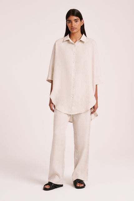 NUDE LOUNGE LONGLINE SHIRT-Natural