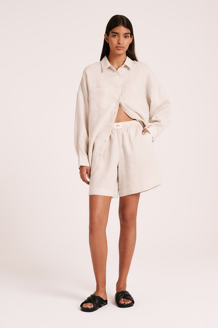LOUNGE LINEN HERITAGE SHORT-Natural
