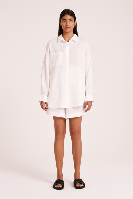 LOUNGE LINEN HERITAGE SHORT-White