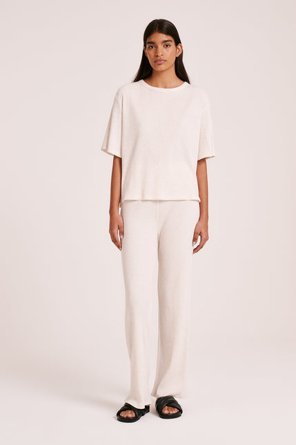 LOUNGE RIBBED TEE-Cream Marle
