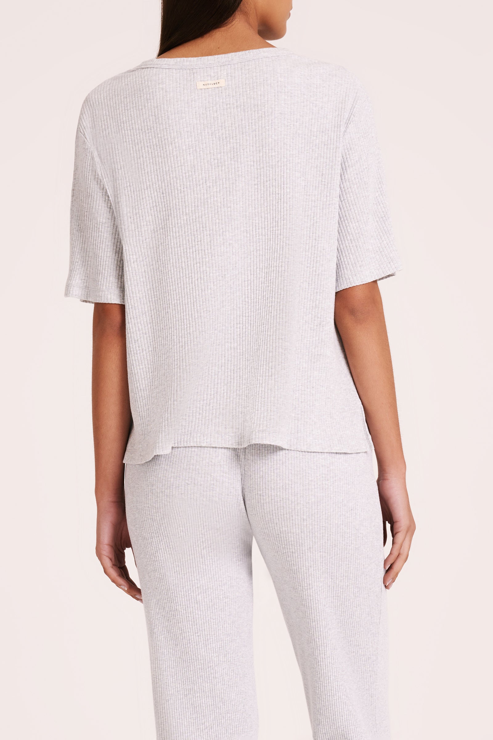 Lounge Ribbed Tee Grey Marle 