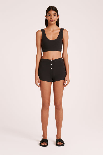 LOUNGE RIBBED CROP-Coal