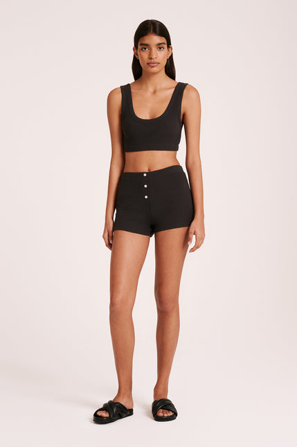 LOUNGE RIBBED SHORT-Coal
