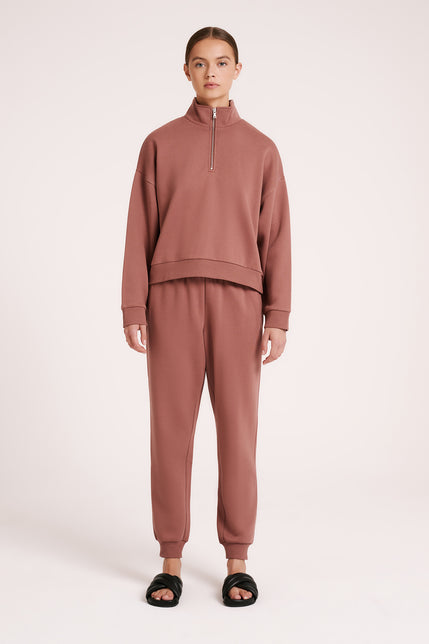 CARTER CLASSIC ZIP FRONT SWEAT-Russet