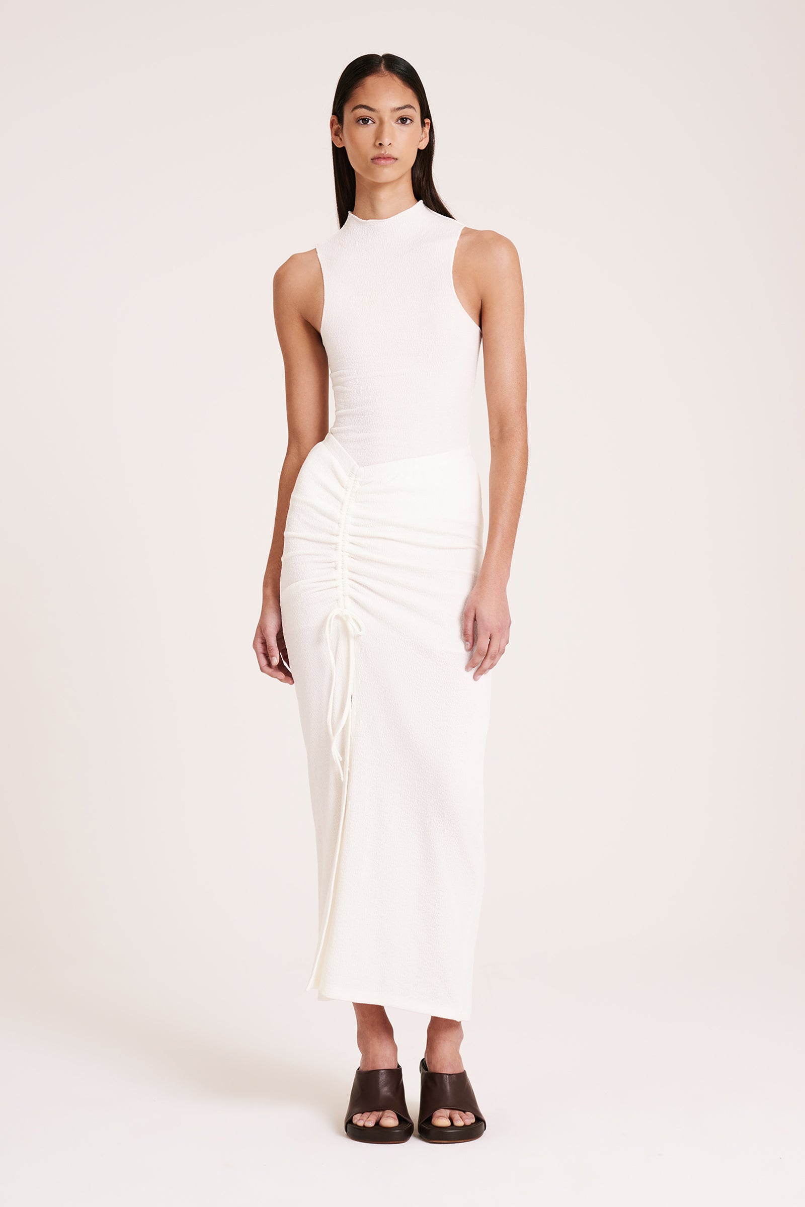 Peta Ruched Skirt Salt 
