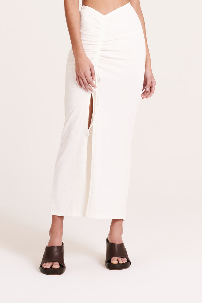 Shop Peta Ruched Skirt in Salt | Nude Lucy