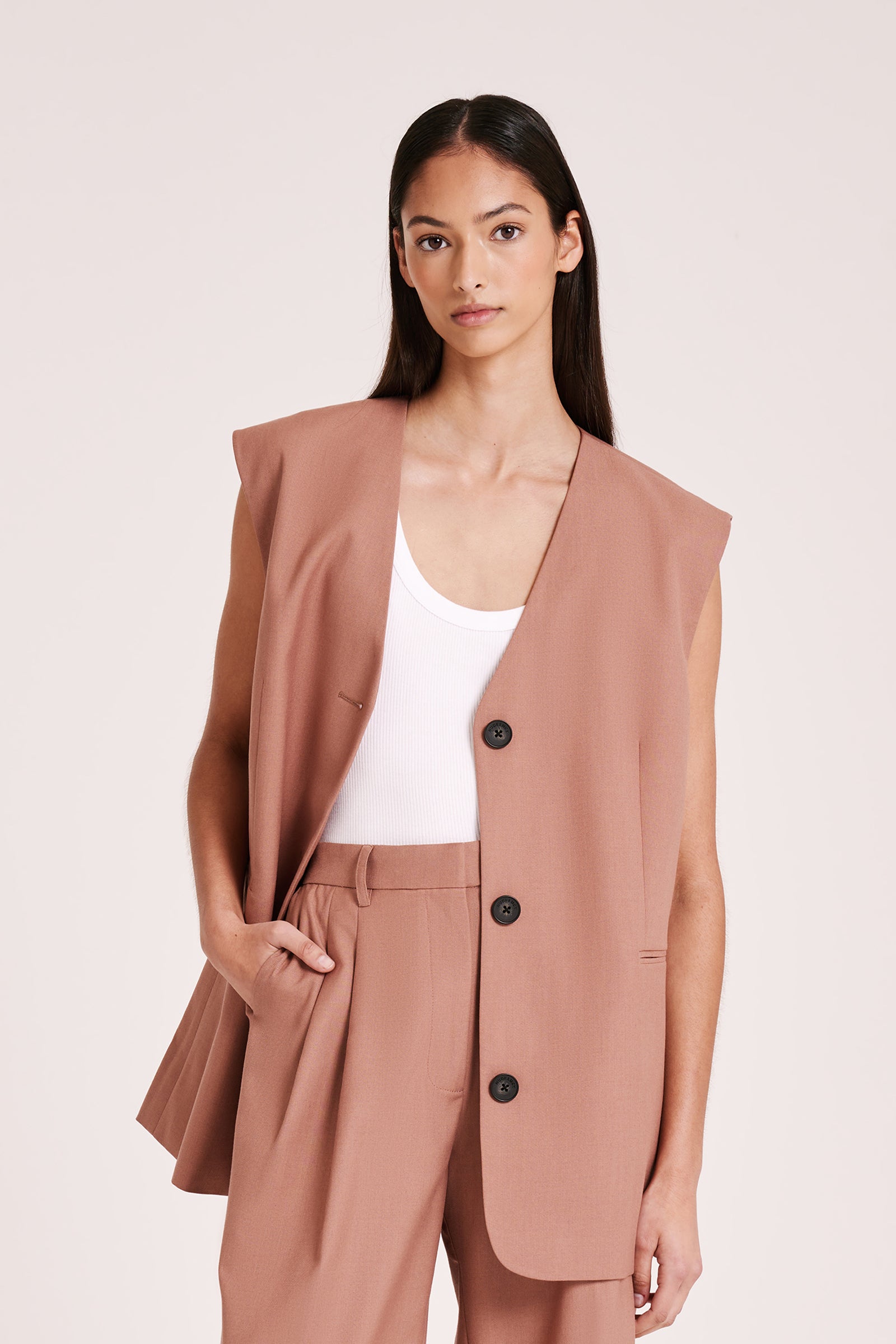 Nude Lucy Theo Tailored Vest (Sage) main image 0