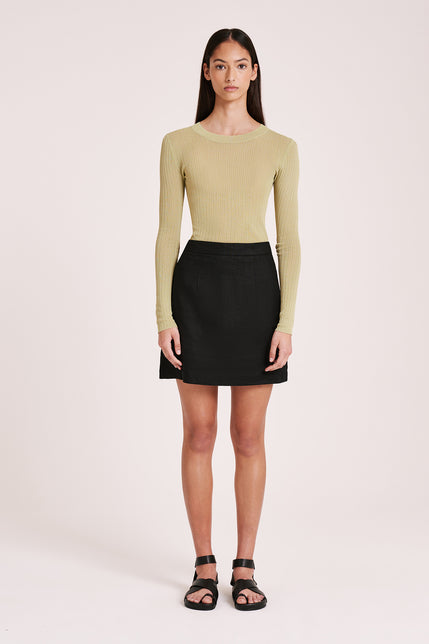 RYNN LINEN MINI SKIRT-Black