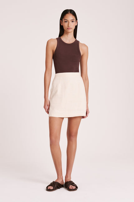 RYNN LINEN MINI SKIRT-Cloud
