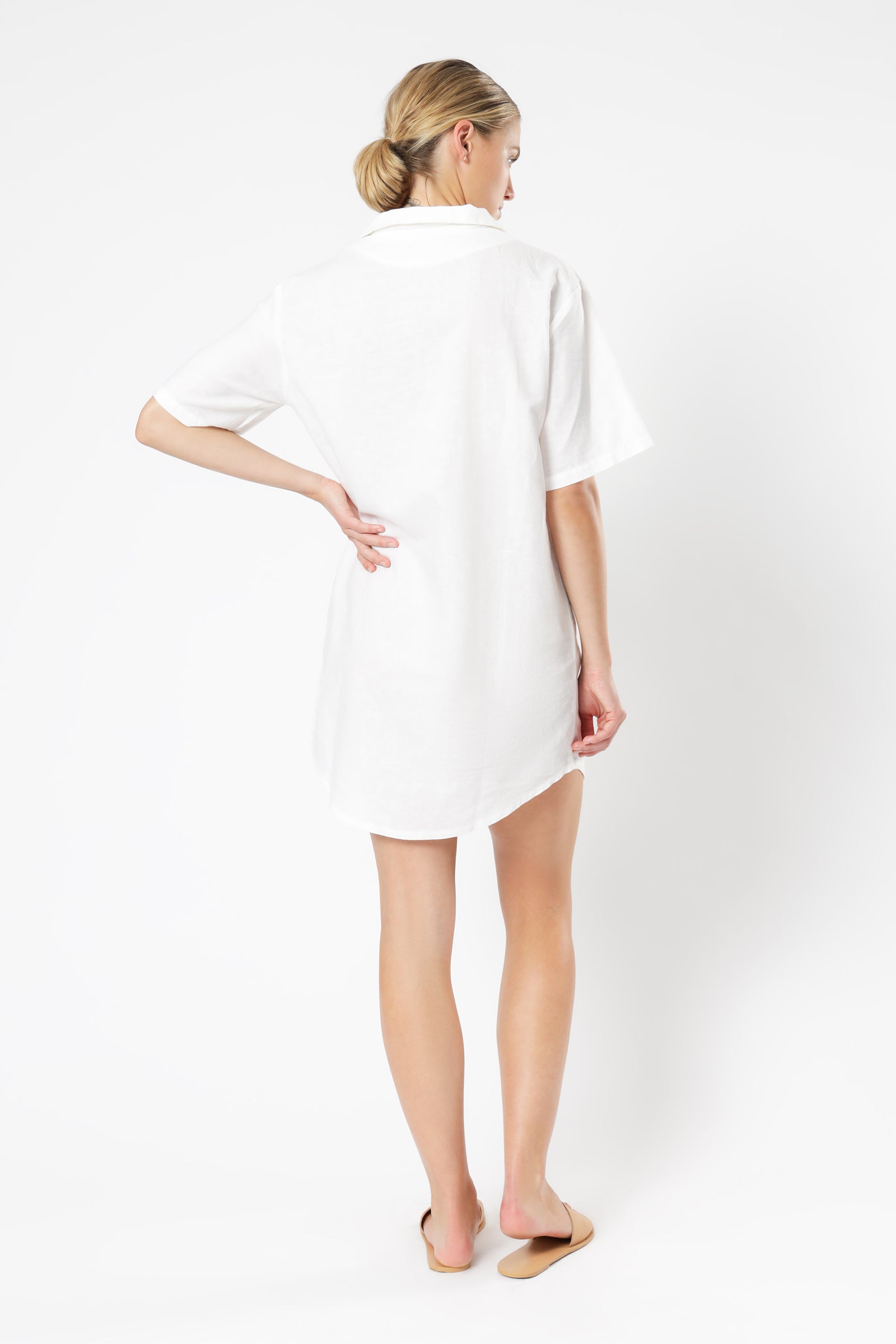 Nude Lucy Ezra Linen Shirt Dress White Dress 