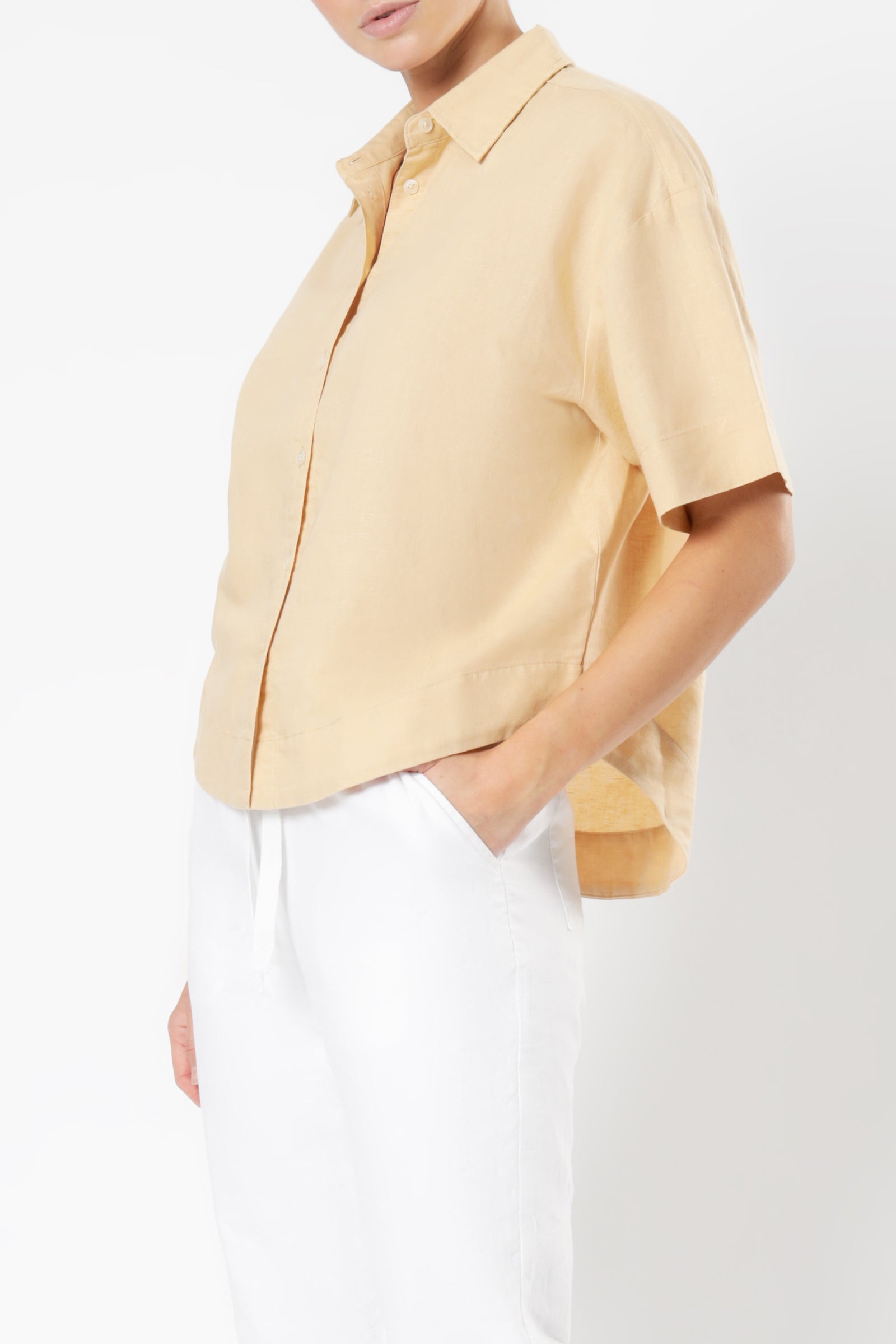 Nude Lucy Clement Linen Shirt Apricot Tees 