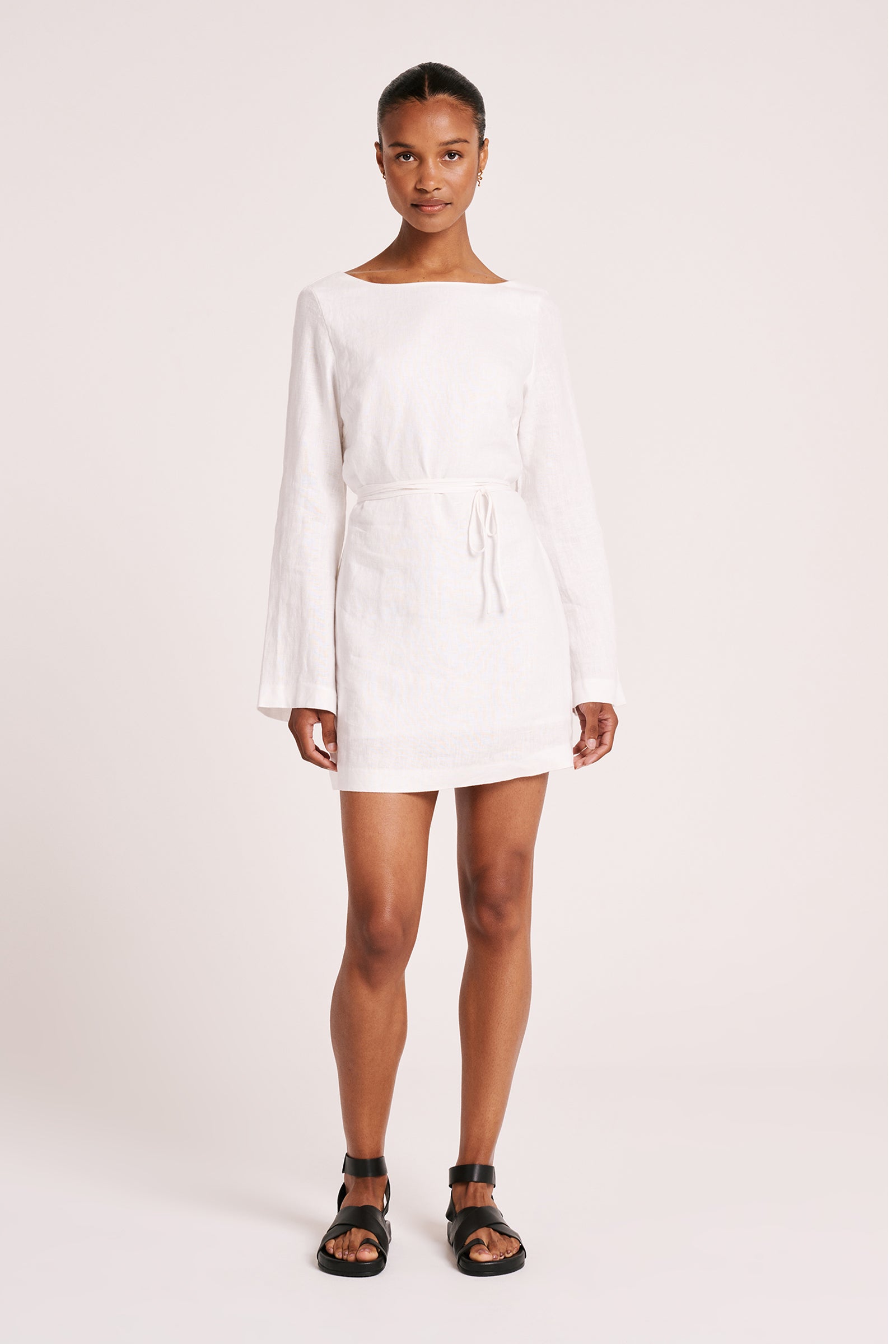 Shop Mina Linen Dress in White | Nude Lucy Shop Mina Linen Dress in White | Nude Lucy