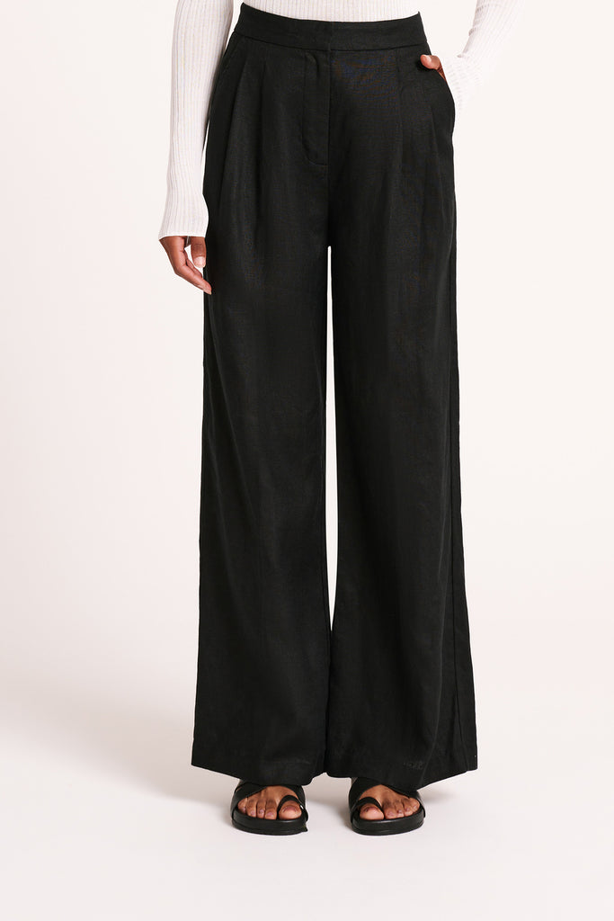 Shop Thilda Linen Pant in Black | Nude Lucy