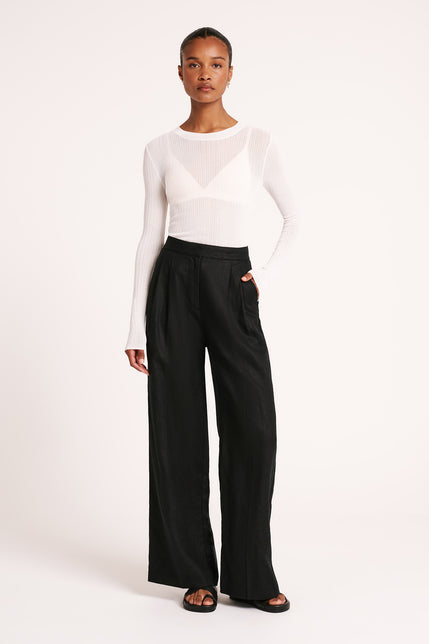 THILDA LINEN PANT-Black