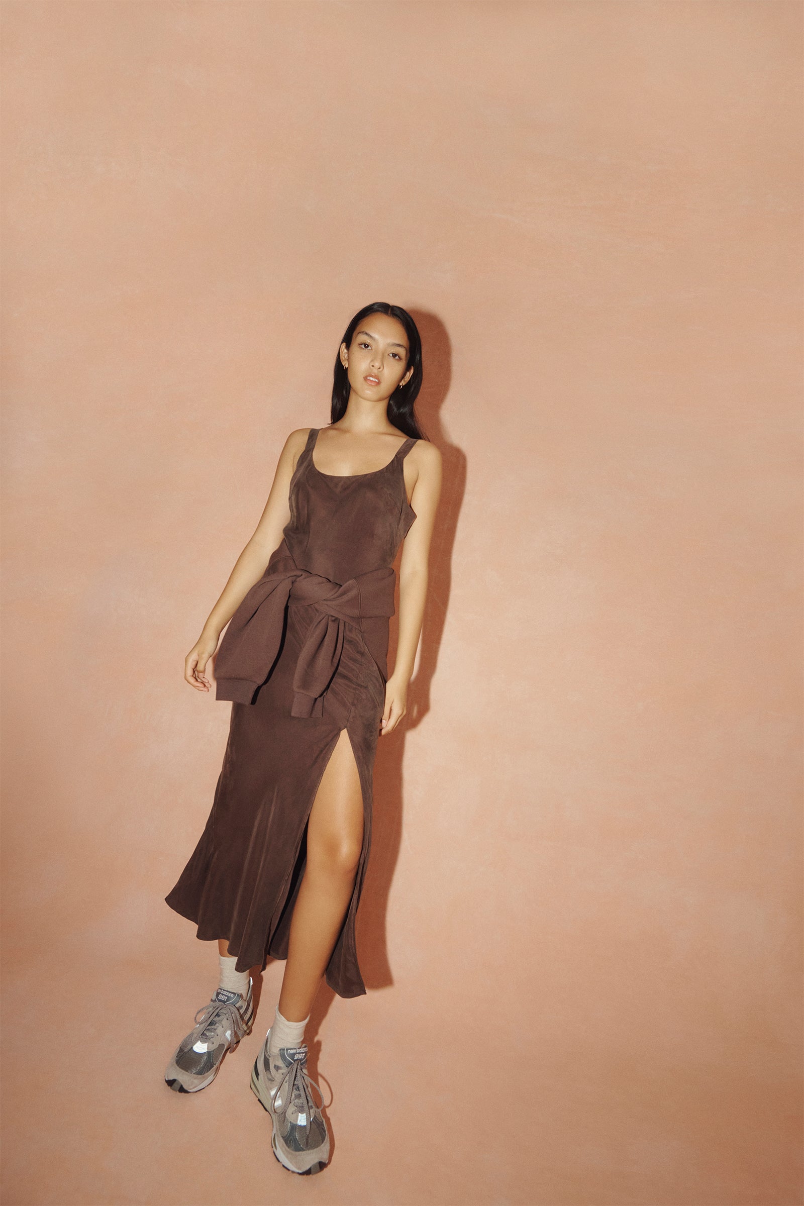 Shop Harlow Cupro Slip Dress in Bark