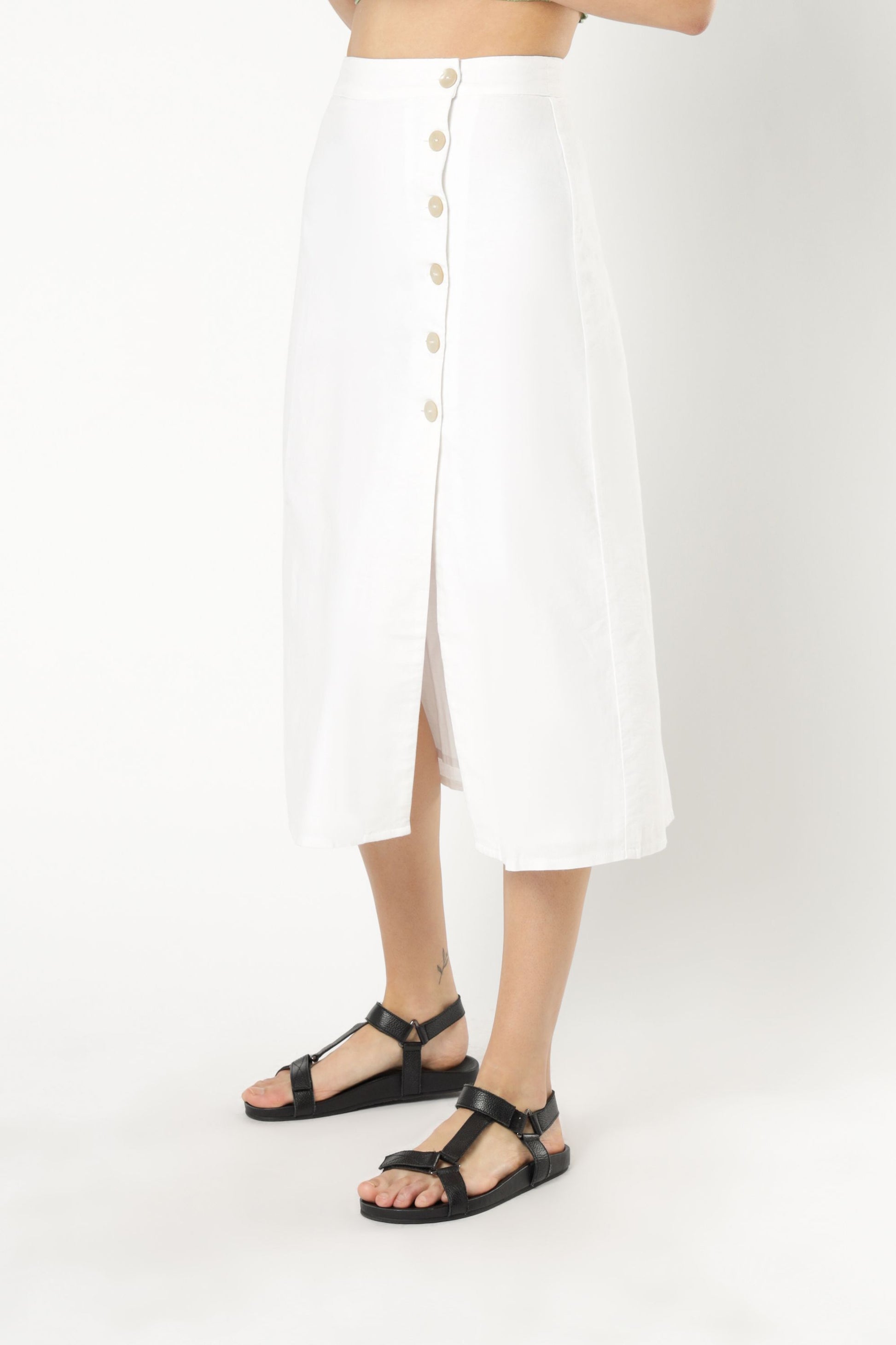 Nude Lucy Kora Linen Midi Skirt White Skirt 