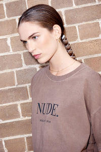 Nude Lucy Nude Washed Tee in a Brown Cola Colour
