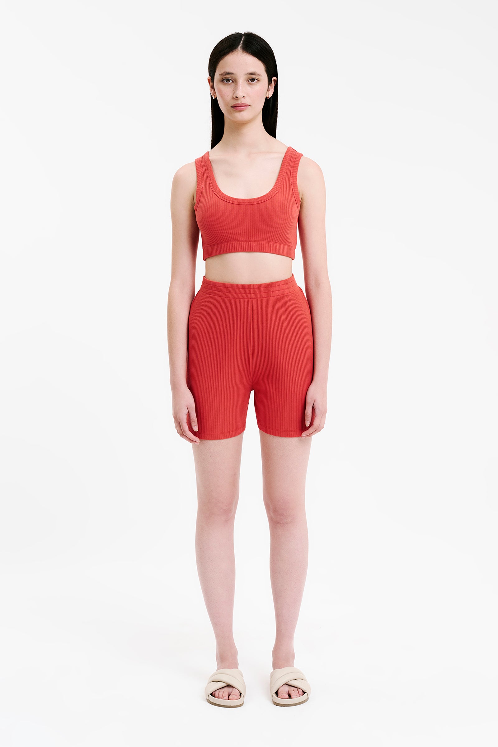 Shop Lounge Rib Longline Short in Coral