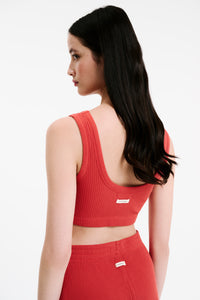 Nude Lucy Lounge Rib Crop in a Pink & Orange Toned Coral Colour