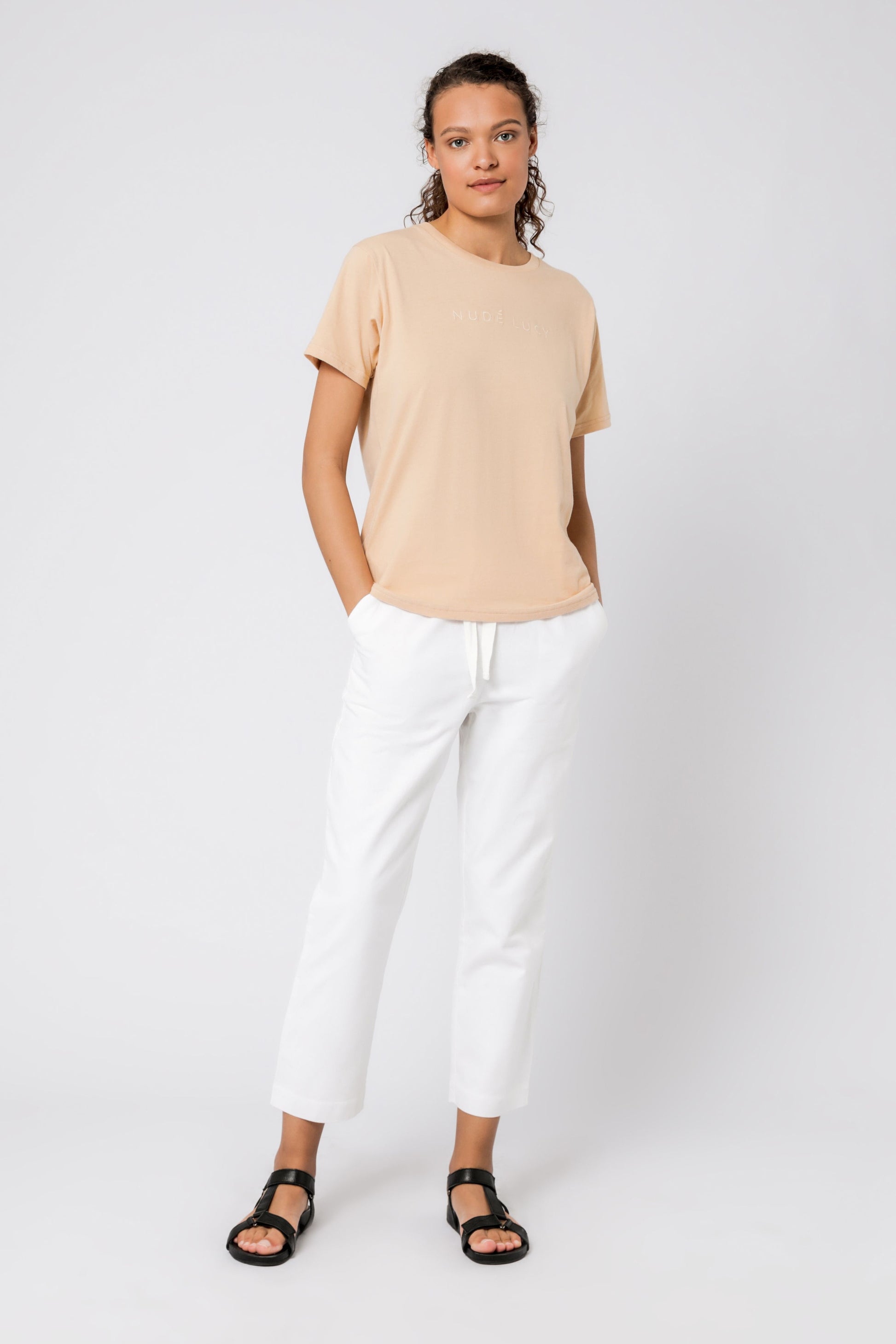 Nude Lucy Nude Lucy Embr Slogan Tee Apricot Tees 